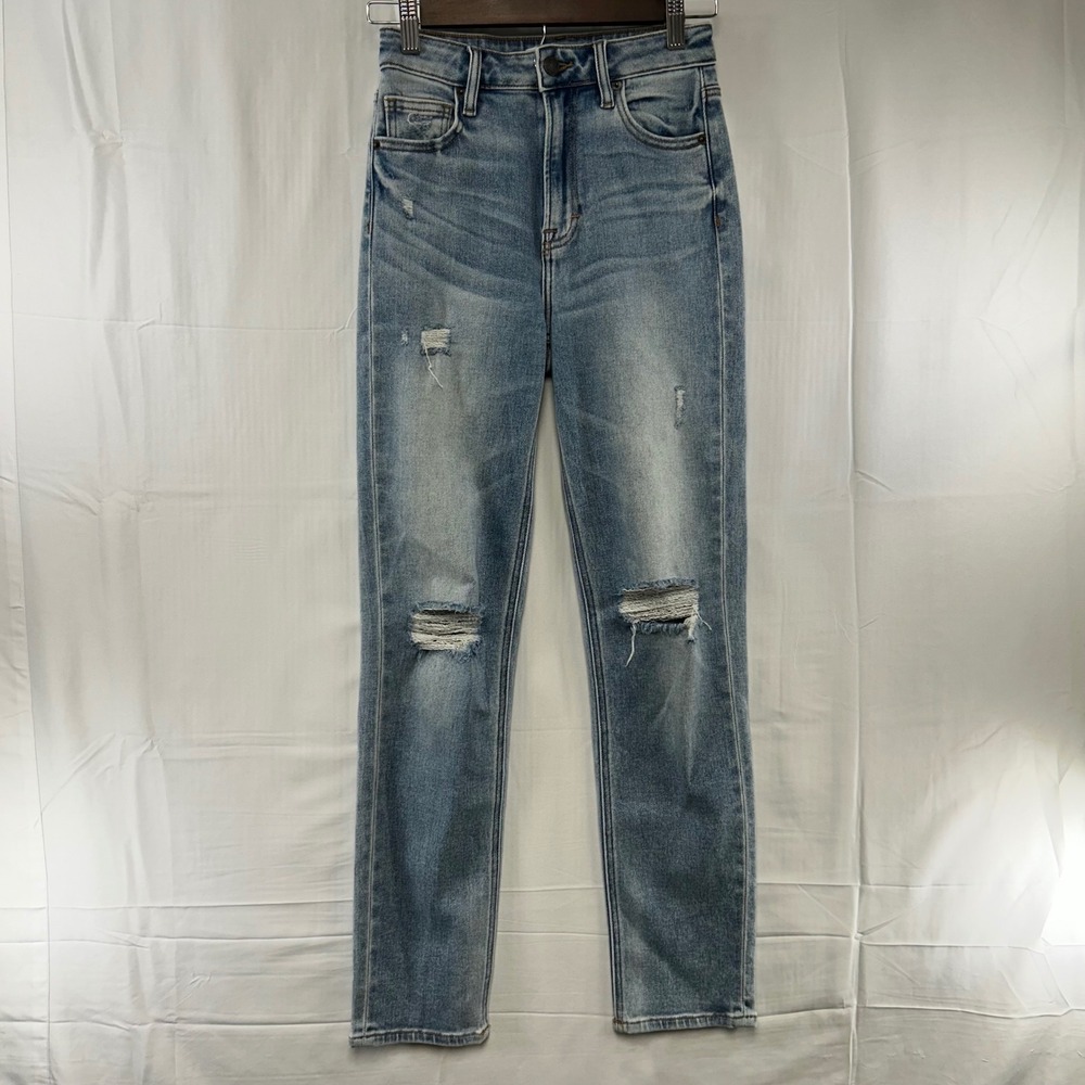 Hidden Jeans High Rise Skinny Womens 24‎ Light Blue Distressed Knee Denim 24x29